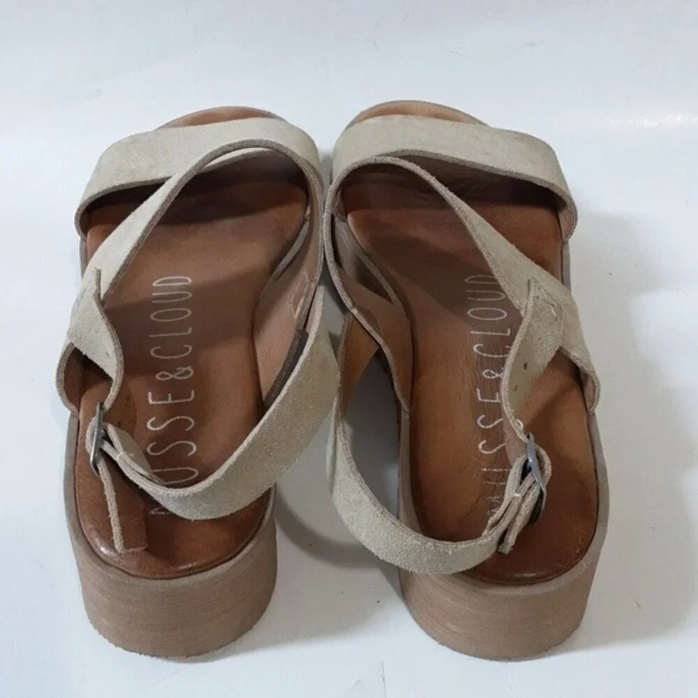 Musse & Cloud anthropologie women suede Casual Platform Sandals 40 tan y2k goth